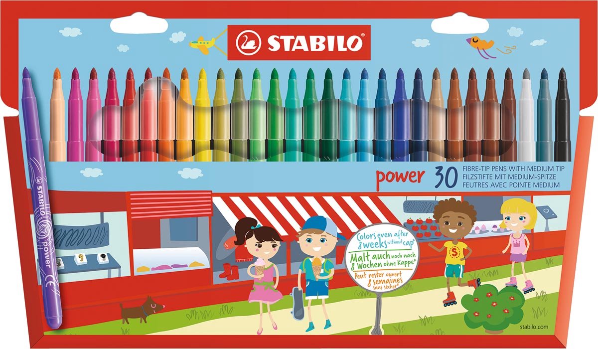 Viltstift STABILO Power 280 etui à 30 kleuren | 6 stuks